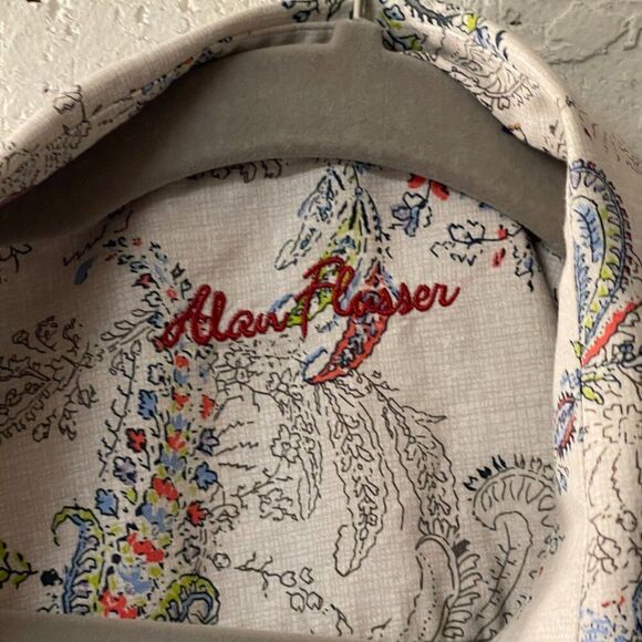 ALAN FLUSSER WEARABLE ART LONG SLEEVE Cotton PAISLEY SHIRT SIZE XL - Picture 4 of 11